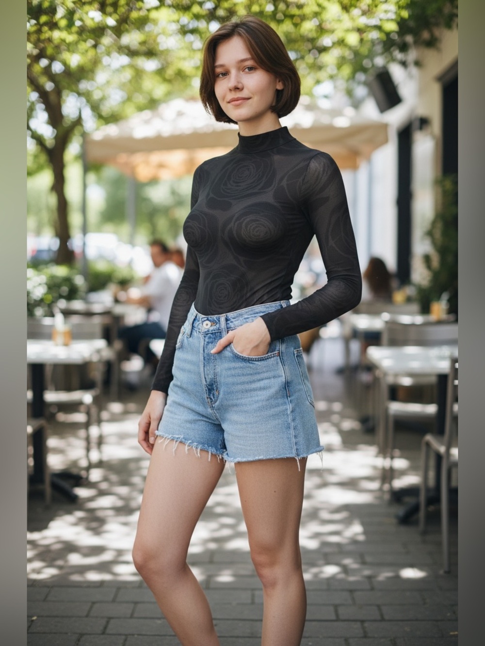 NWT Selena Quintanilla Official Ebony Black Rose Mesh Mock Neck Bodysuit Size 1X